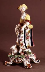 Bow-Porzellanfigur einer Schäferin, ca. 1765